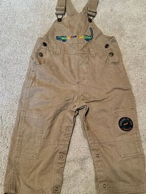 Vintage Unbranded Kids Tan Crocodile Embroidered Overalls